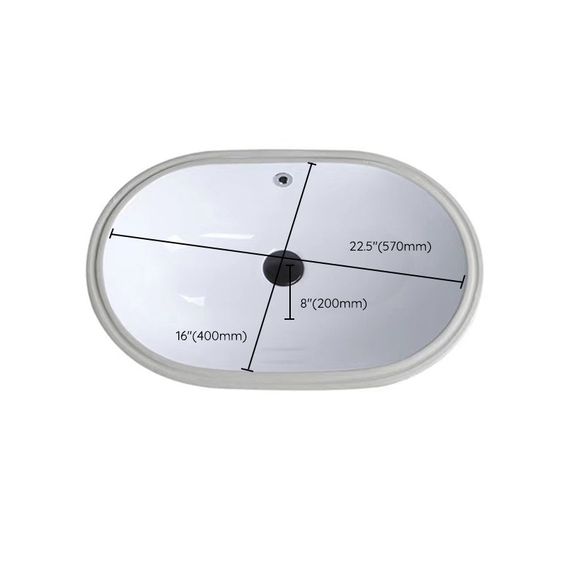 Contemporary Oval Ceramic Sink with Built-in Pop-Up Drain