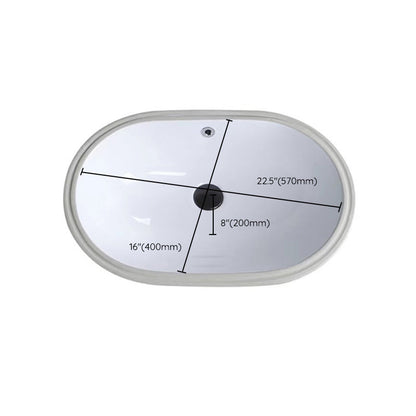 Contemporary Oval Ceramic Sink with Built-in Pop-Up Drain