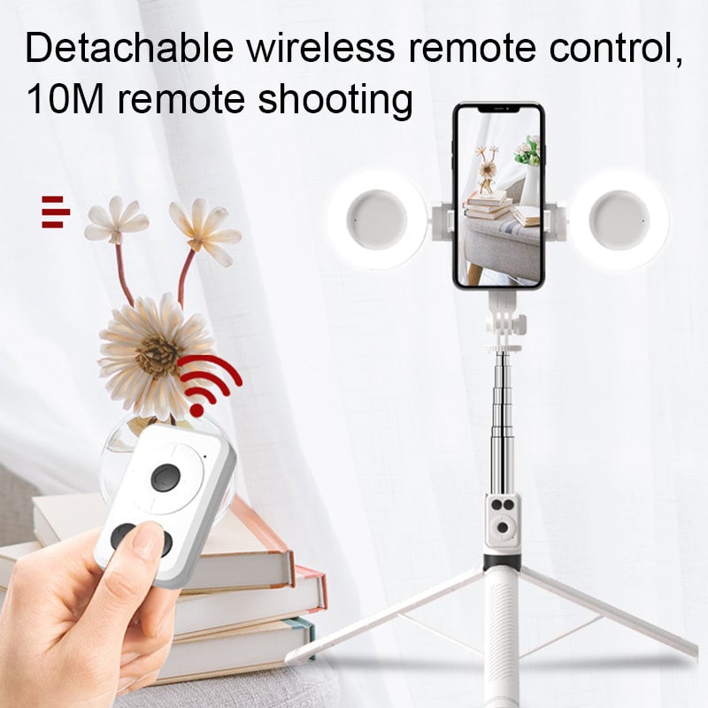 Portable 6in1 Selfie Stick With LED Light