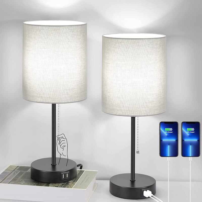 Compact USB Bedside Table Lamps Set of 2 - Cofik