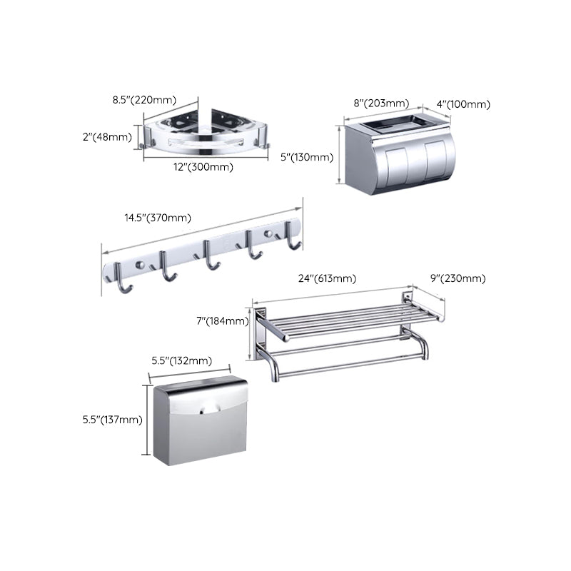 Modern Silver Bathroom Accessories Set