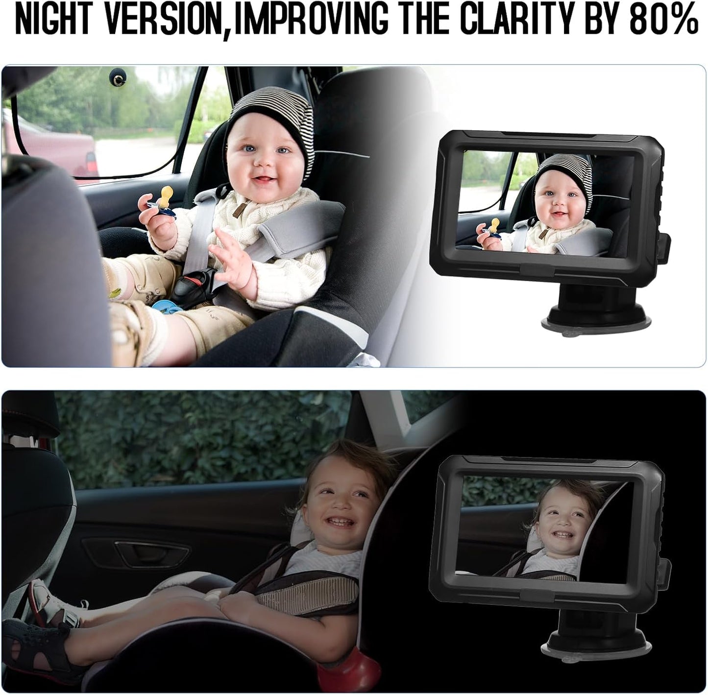 Baby Car Seat Mirror with HD Camera and 4.3 Display