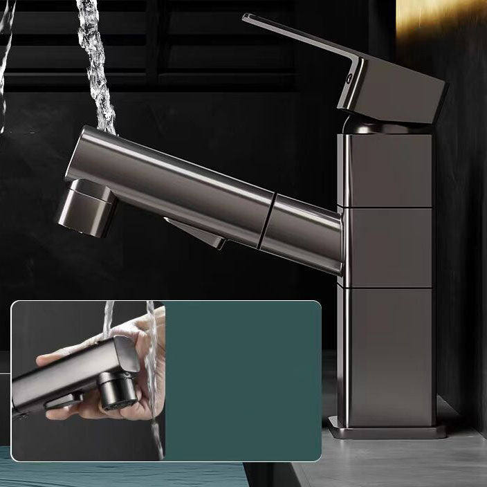 Modern Single Handle Bathroom Faucet with Pull Out Spray