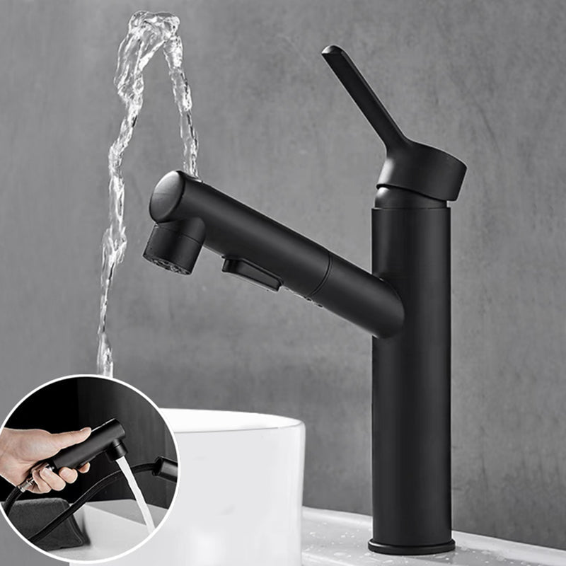 Modern Single Handle Bathroom Faucet with Pull Out Spray