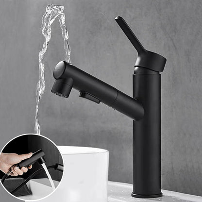 Modern Single Handle Bathroom Faucet with Pull Out Spray