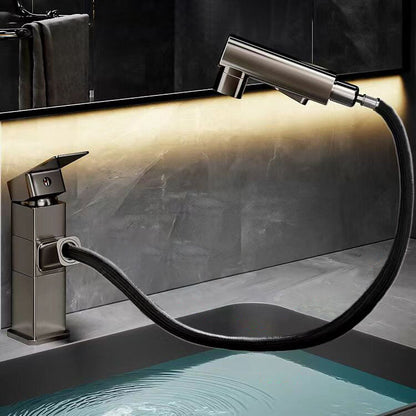 Modern Single Handle Bathroom Faucet with Pull Out Spray
