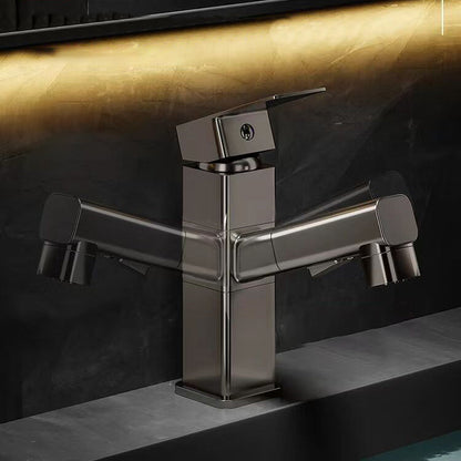 Modern Single Handle Bathroom Faucet with Pull Out Spray