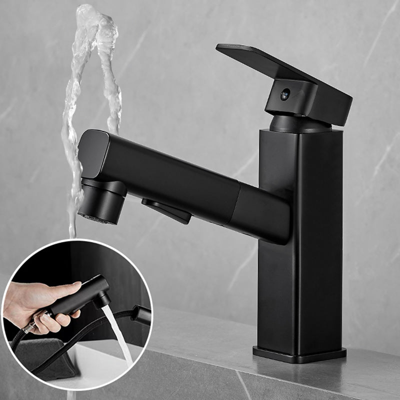 Modern Single Handle Bathroom Faucet with Pull Out Spray