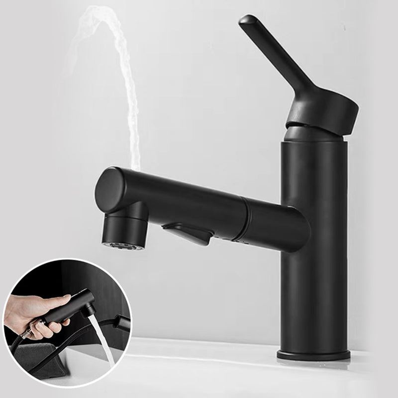 Modern Single Handle Bathroom Faucet with Pull Out Spray