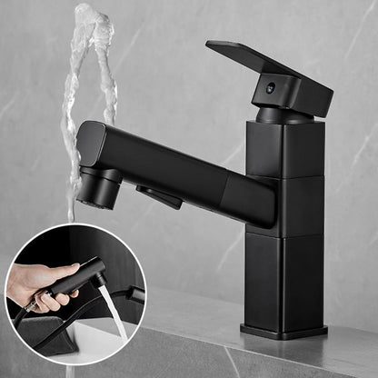 Modern Single Handle Bathroom Faucet with Pull Out Spray
