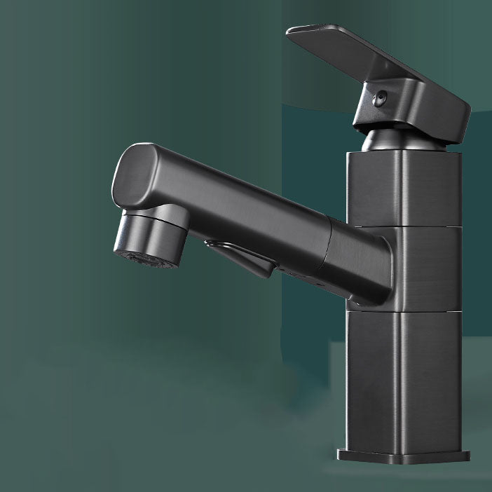 Modern Single Handle Bathroom Faucet with Pull Out Spray