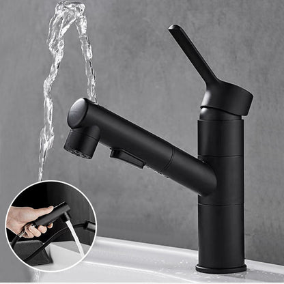 Modern Single Handle Bathroom Faucet with Pull Out Spray