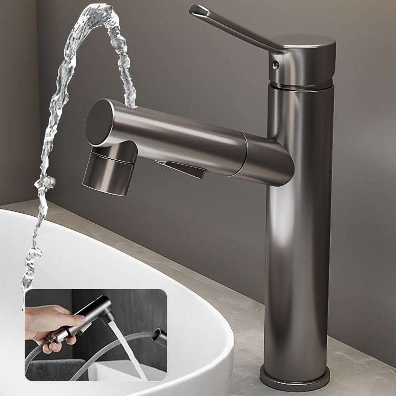Modern Single Handle Bathroom Faucet with Pull Out Spray