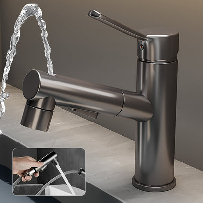 Modern Single Handle Bathroom Faucet with Pull Out Spray - Cofik