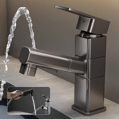 Modern Single Handle Bathroom Faucet with Pull Out Spray