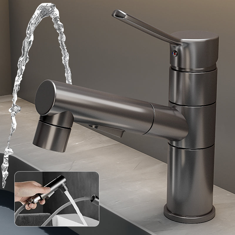 Modern Single Handle Bathroom Faucet with Pull Out Spray