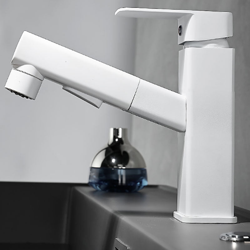Modern Single Handle Bathroom Faucet with Pull Out Spray