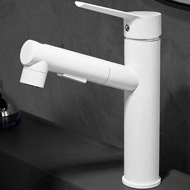 Modern Single Handle Bathroom Faucet with Pull Out Spray