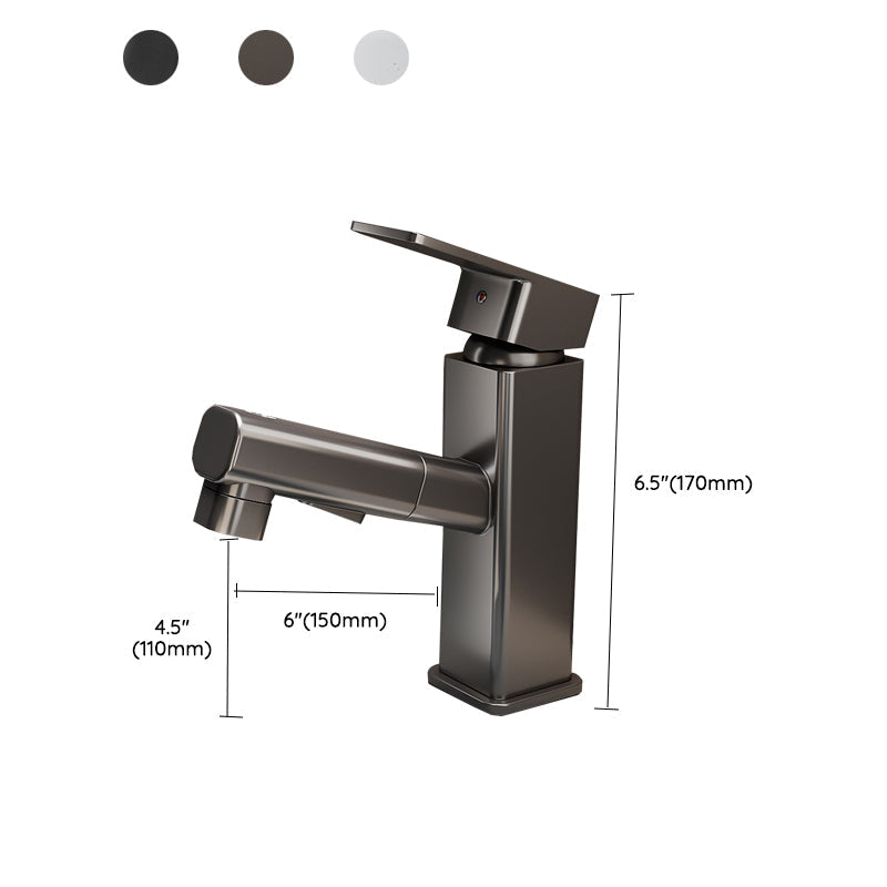 Modern Single Handle Bathroom Faucet with Pull Out Spray