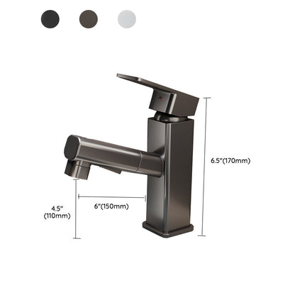 Modern Single Handle Bathroom Faucet with Pull Out Spray