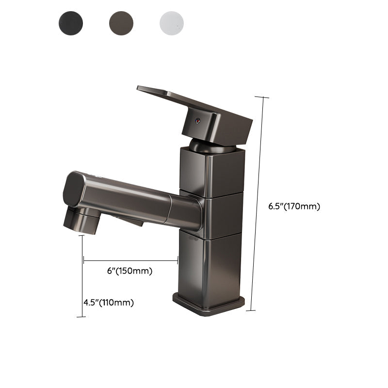 Modern Single Handle Bathroom Faucet with Pull Out Spray