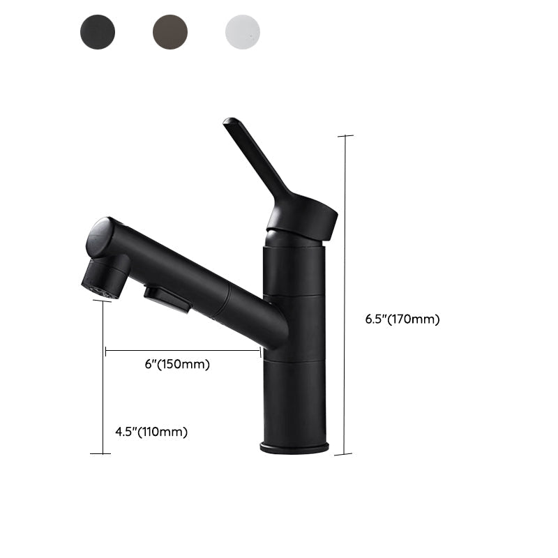 Modern Single Handle Bathroom Faucet with Pull Out Spray
