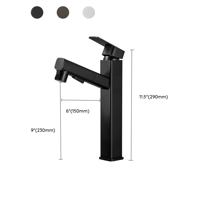 Modern Single Handle Bathroom Faucet with Pull Out Spray
