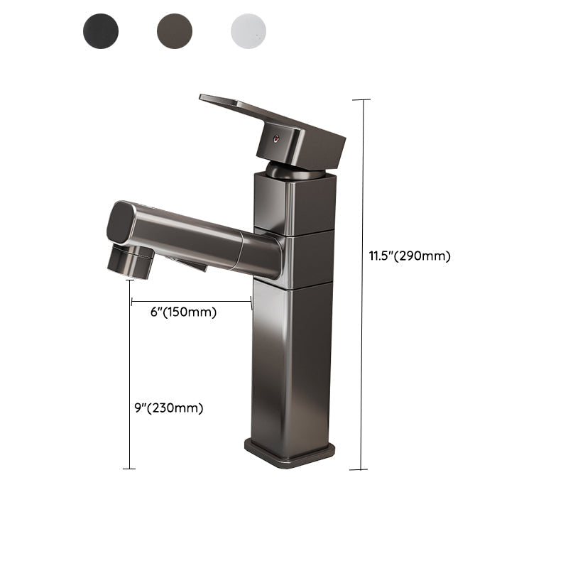 Modern Single Handle Bathroom Faucet with Pull Out Spray