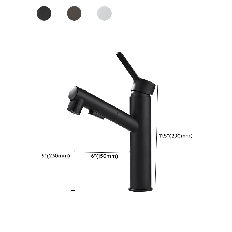 Modern Single Handle Bathroom Faucet with Pull Out Spray