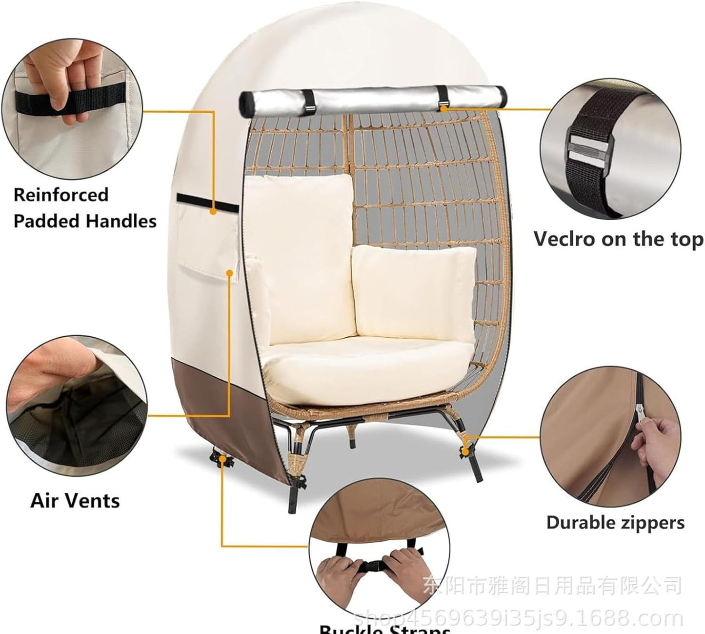 Waterproof Outdoor Chair Cover with Double Zipper