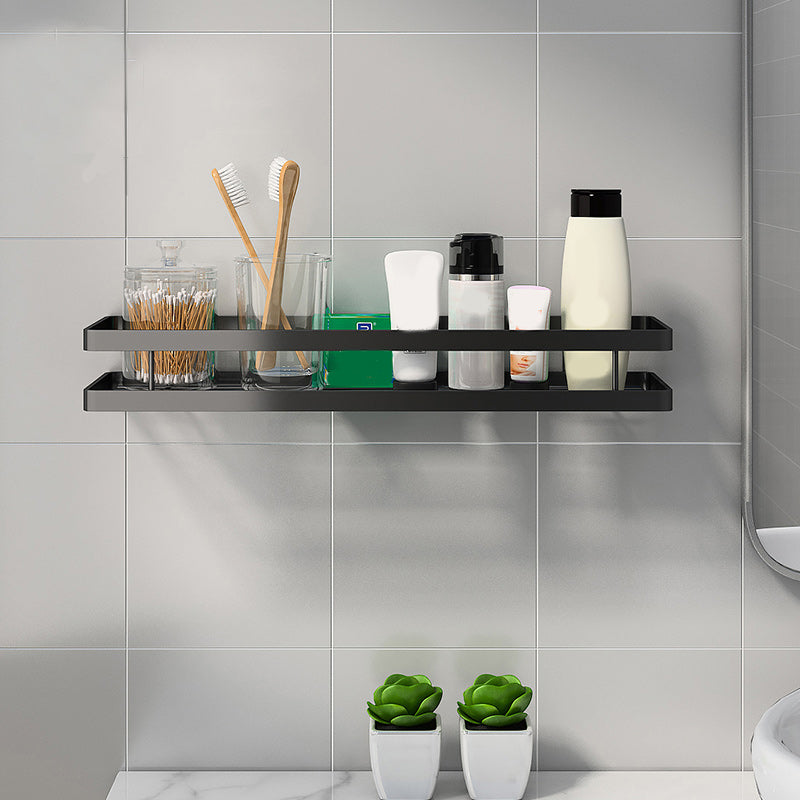 Modern 2-Piece Black Metal Bathroom Shelf Set
