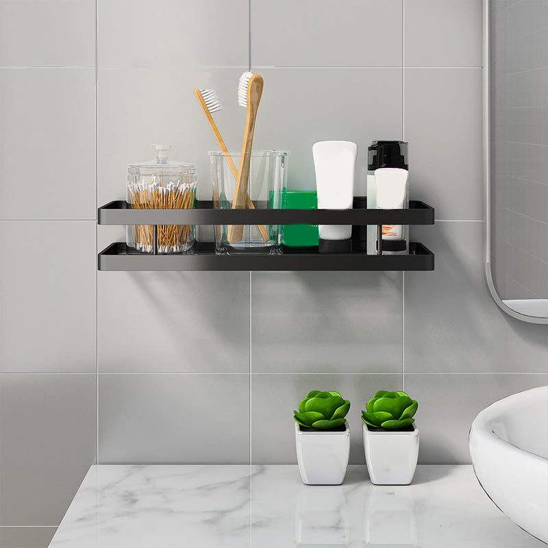 Modern 2-Piece Black Metal Bathroom Shelf Set