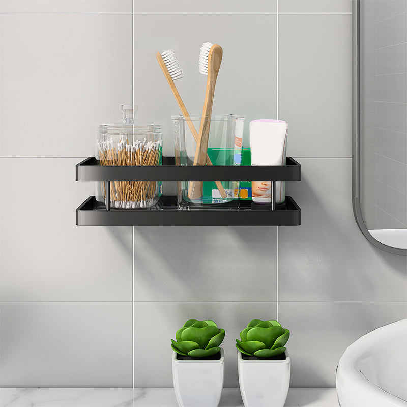 Modern 2-Piece Black Metal Bathroom Shelf Set - Cofik