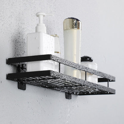 Modern 2-Piece Black Metal Bathroom Shelf Set