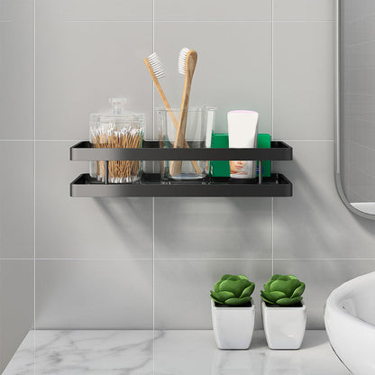 Modern 2-Piece Black Metal Bathroom Shelf Set
