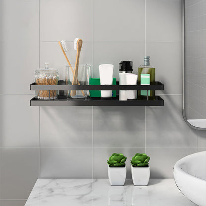 Modern 2-Piece Black Metal Bathroom Shelf Set