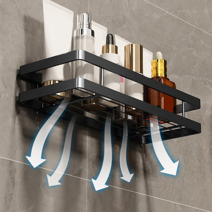 Modern 2-Piece Black Metal Bathroom Shelf Set