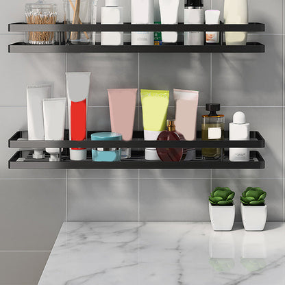 Modern 2-Piece Black Metal Bathroom Shelf Set