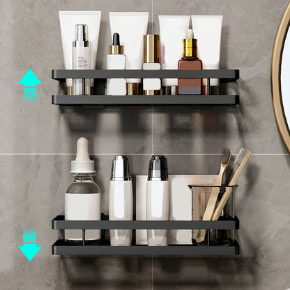 Modern 2-Piece Black Metal Bathroom Shelf Set