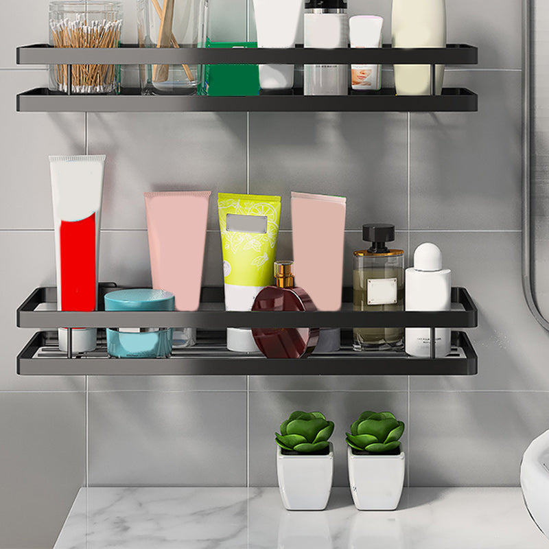 Modern 2-Piece Black Metal Bathroom Shelf Set