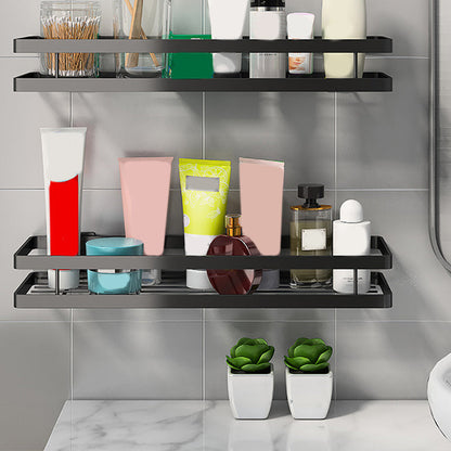 Modern 2-Piece Black Metal Bathroom Shelf Set