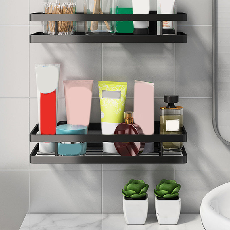 Modern 2-Piece Black Metal Bathroom Shelf Set