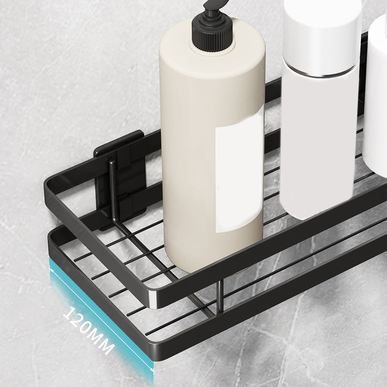 Modern 2-Piece Black Metal Bathroom Shelf Set