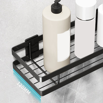 Modern 2-Piece Black Metal Bathroom Shelf Set