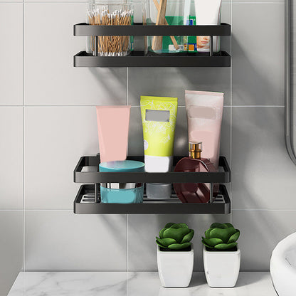 Modern 2-Piece Black Metal Bathroom Shelf Set