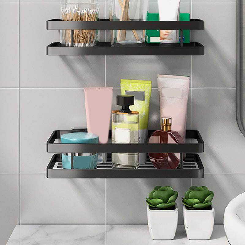 Modern 2-Piece Black Metal Bathroom Shelf Set
