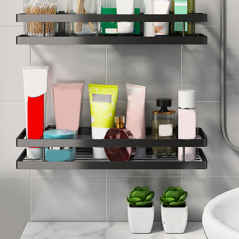 Modern 2-Piece Black Metal Bathroom Shelf Set