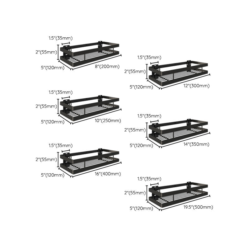 Modern 2-Piece Black Metal Bathroom Shelf Set