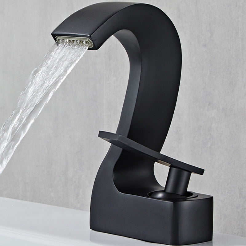 Contemporary Single Handle Bathroom Sink Faucet Brass Finish - Cofik