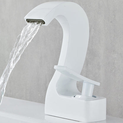 Contemporary Single Handle Bathroom Sink Faucet Brass Finish